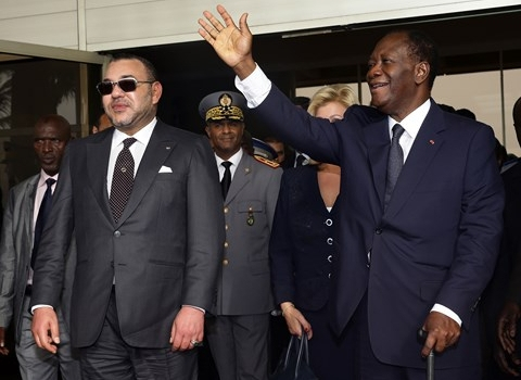Roi MohammedVI du maroc et president Ouattara de cote d ivoire 2014