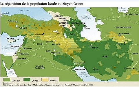 Carte Kurde Moyen Orient