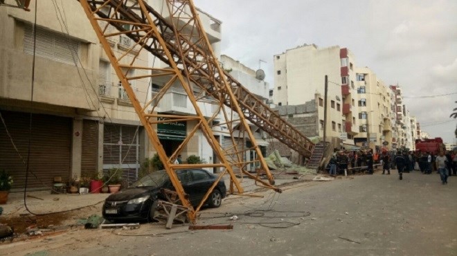 Casablanca : un renversement d’une grue géante fait deux blessés graves