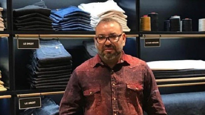 Le roi Mohammed VI dans un magasin de jeans à Paris